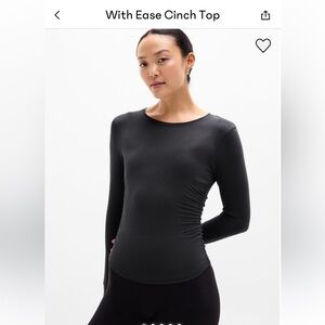 Athleta With Ease Cinch Top Black Small SP Ruched Side Long Sleeve